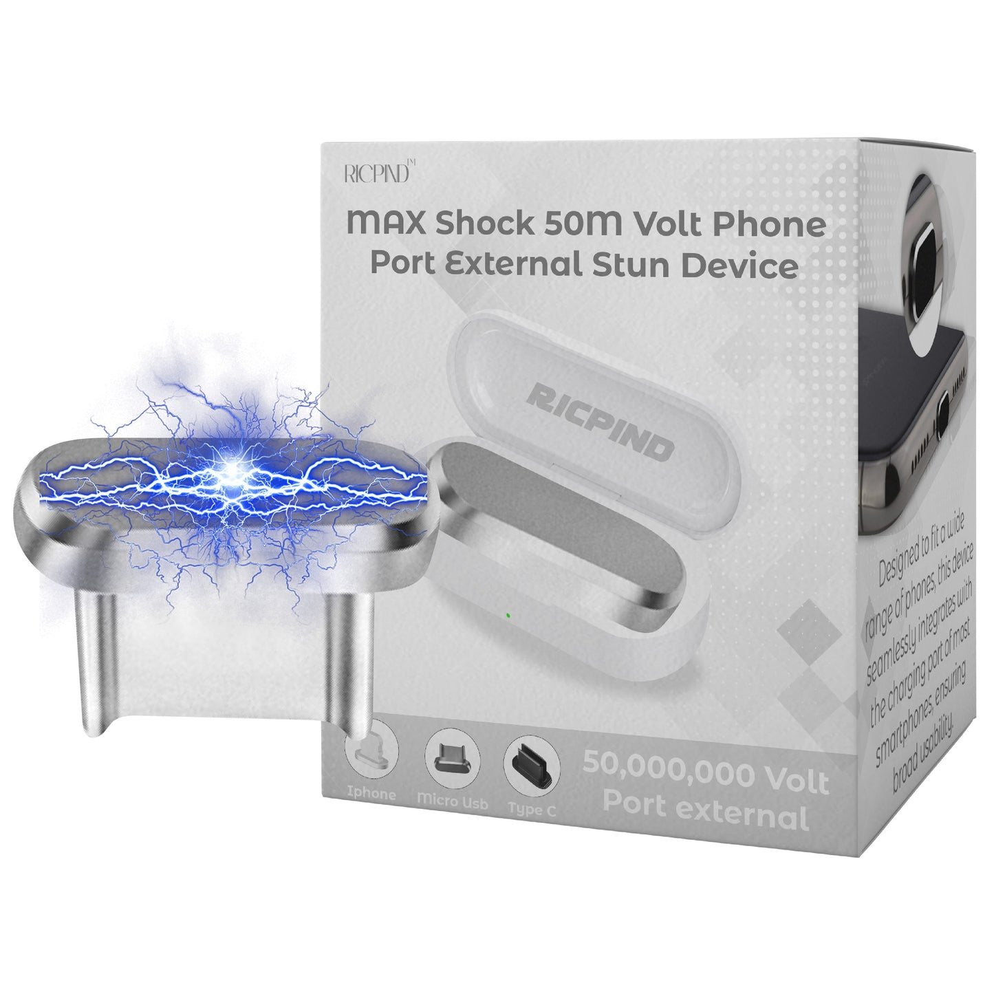 RICPIND MAX Shock 50M Volt Phone Port External Stun Device